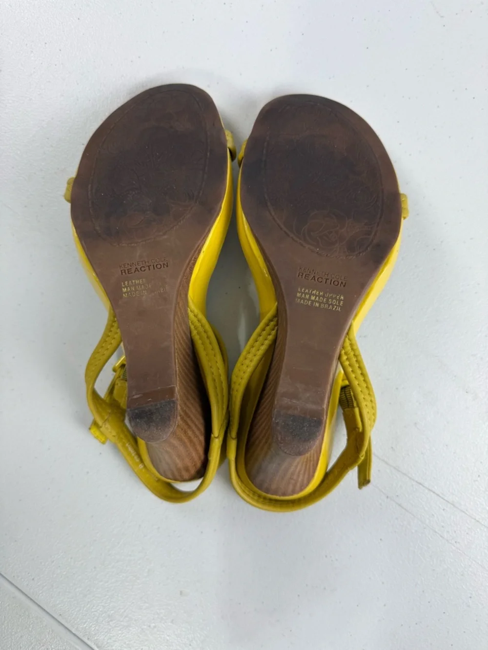 Kenneth Cole Reaction Yellow Wedge Sandals